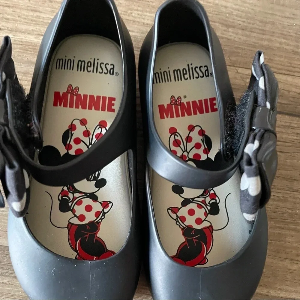 Mini melissa minnie mouse bow shoes black and white Sz7